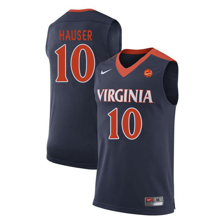 Men #10 Sam Hauser Virginia Cavaliers College Basketball Jerseys Sale-Navy